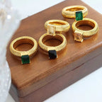 Luxury Stainless Steel Aesthetic Cubic Zircon Designer Jewelry Boho Elastic Smart Ring for Couple Wholesale My Store