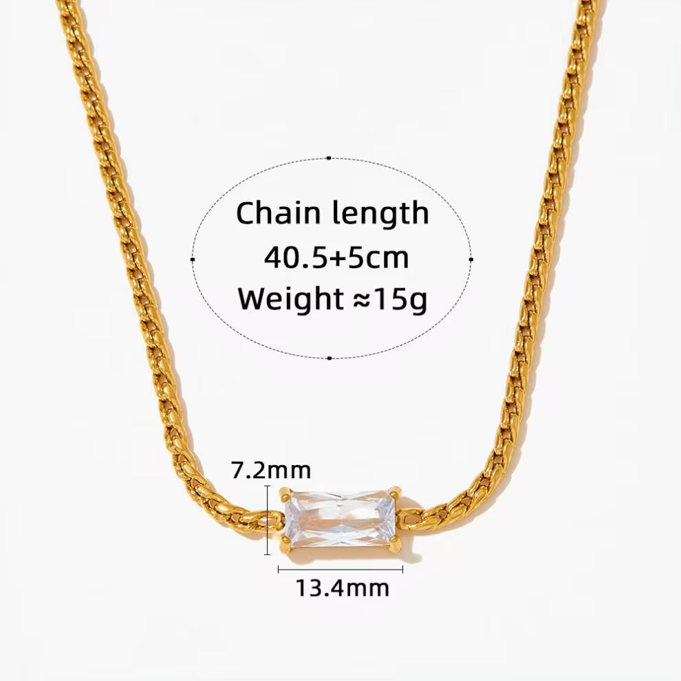 Wholesale Y2K Square CZ Pendant Necklace Stainless Steel S Chain Choker Jewelry Gifts Valentine'S Day Necklaces My Store