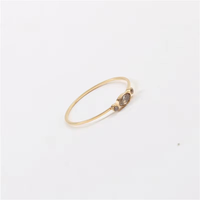 Ins Hot High End 18K Gold Plated Dainty Glass Rings for Women Trendy Jewelry My Store