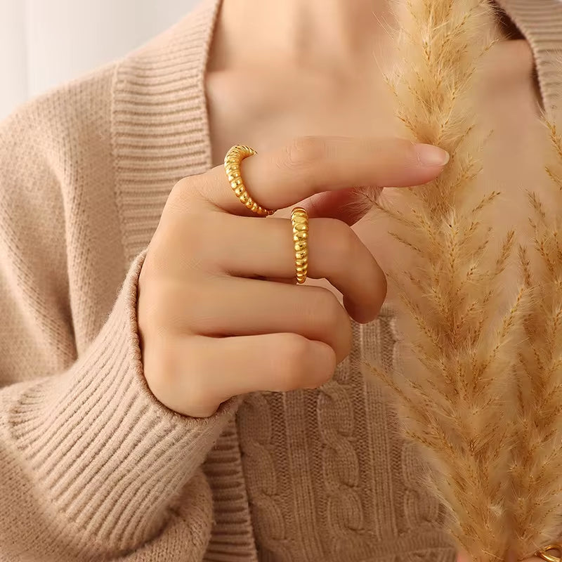 Retro New Arrival Waterproof Jewelry 18K Gold Plated Simple round Shape Rings for Women My Store