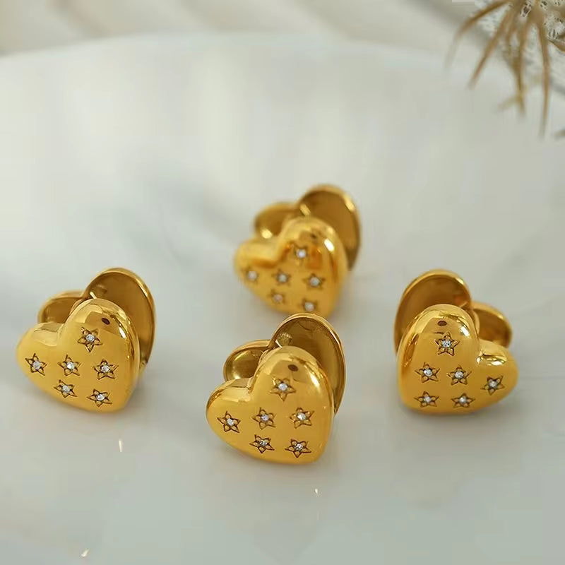 JEWELRY EH87-8 Love Ear Clips Delicate Ear Environmental Protection Colour Rhinestone Glossy Earrings for Women My Store