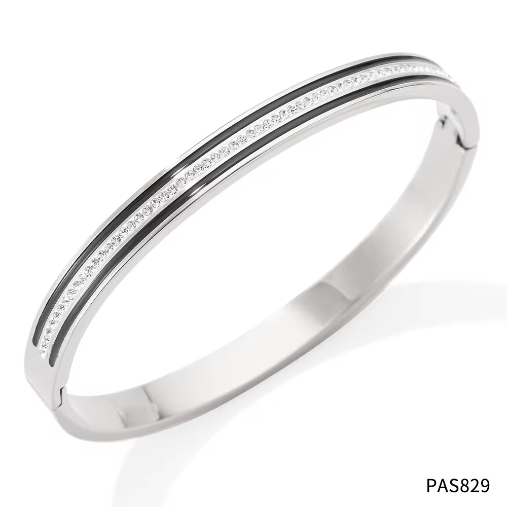 Charm CZ Rhinestone Pave Stainless Steel Cuff Bracelet Bangle Jewelry My Store