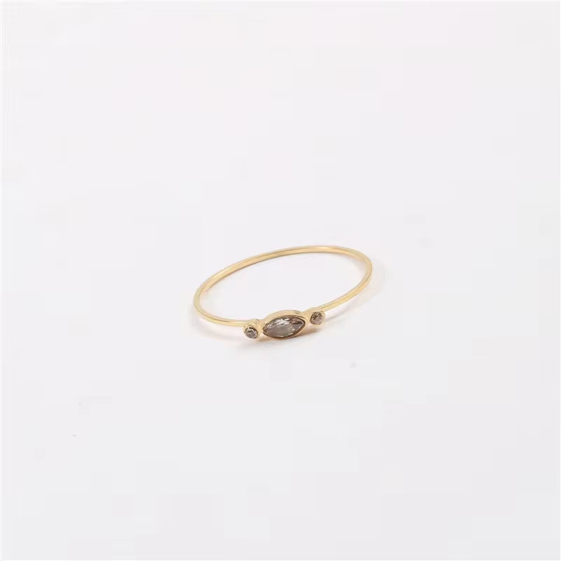 Ins Hot High End 18K Gold Plated Dainty Glass Rings for Women Trendy Jewelry My Store