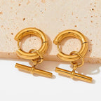 Fashion 18K Gold-Plated Stainless Steel T-Bar Pendant Earrings Women'S Fashion Earing Accessories Jewelry Making My Store