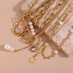 Wholesale Fashion Gold Plated Necklace Set Tarnish Free Jewelry Enamel Stainless Steel Pendant Necklace My Store