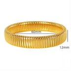 JEWELRY SZ16 Hight Quality Vertical Stripe Circle Stacking Bracelet Wide Bracelet Stainless Steel Bangle for Women My Store