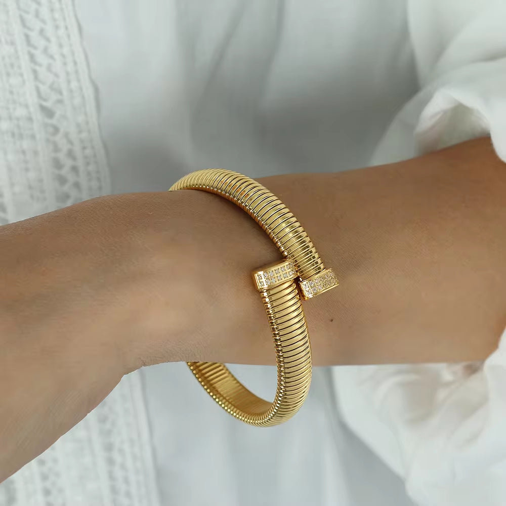 JEWELRY SZ03 Wholesale Stretch Snake Bone Chain Bangles Fashion Opening Adjustable Bangles My Store