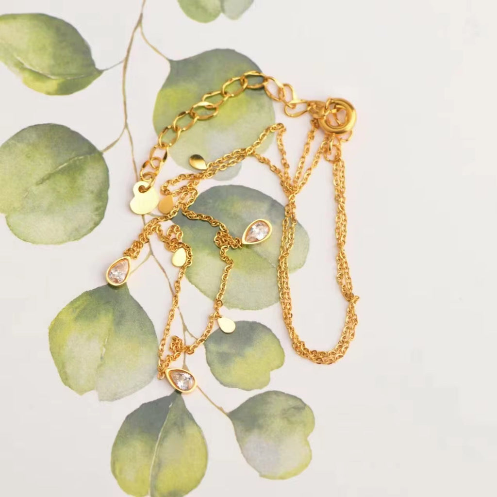 18K Pvd Gold Plated Water Drop Zirconia Dot Triangle Square Pendant Necklace Stainless Steel Tarnish Free Jewelry FJN0171N My Store