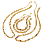 Exquisite Cubic Zirconia Stainless Steel Rainbow Cz Necklace Bracelet for Women Waterproof Fashion Jewelry Set My Store