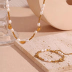 Fresh Water Pearl Chain Choker Necklace Gold Plated Jewelry Tarnish Free Stainless Steel Necklace My Store