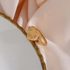 New Trendy Heart Oval Shape Titanium 18K Gold Plated Personalized Letter FK off Signet Ring My Store