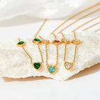 Luxury Jewelry Stainless Steel Chain Chocker Heart Zircon Pendant Necklace My Store