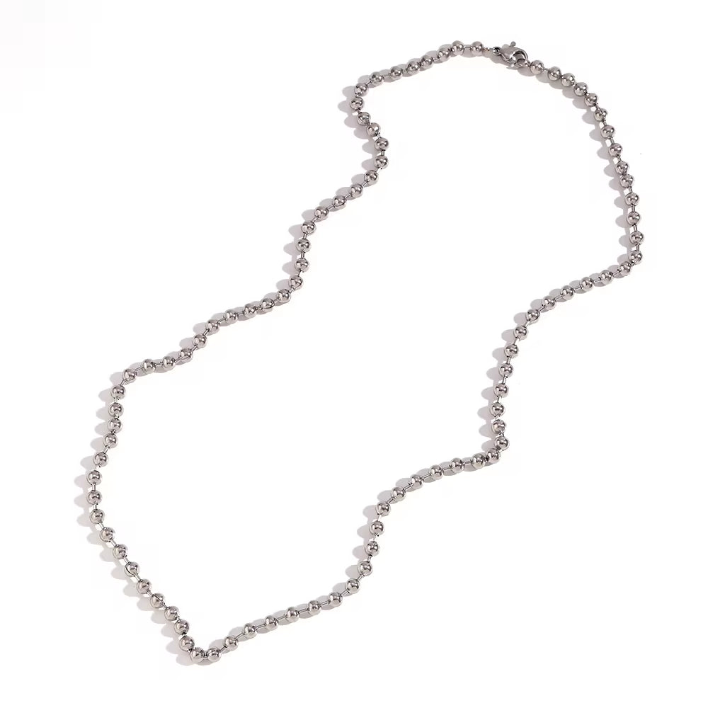 Stainless Steel Bead Necklace Waterproof Gold Plated Jewelry anti Tarnish Chain Necklace Choker My Store