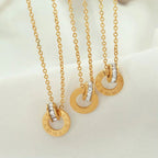 JEWELRY XL91 China Wholesale Double Ring Necklace with Diamonds Stainless Steel Jewelry 18K Gold Plated My Store