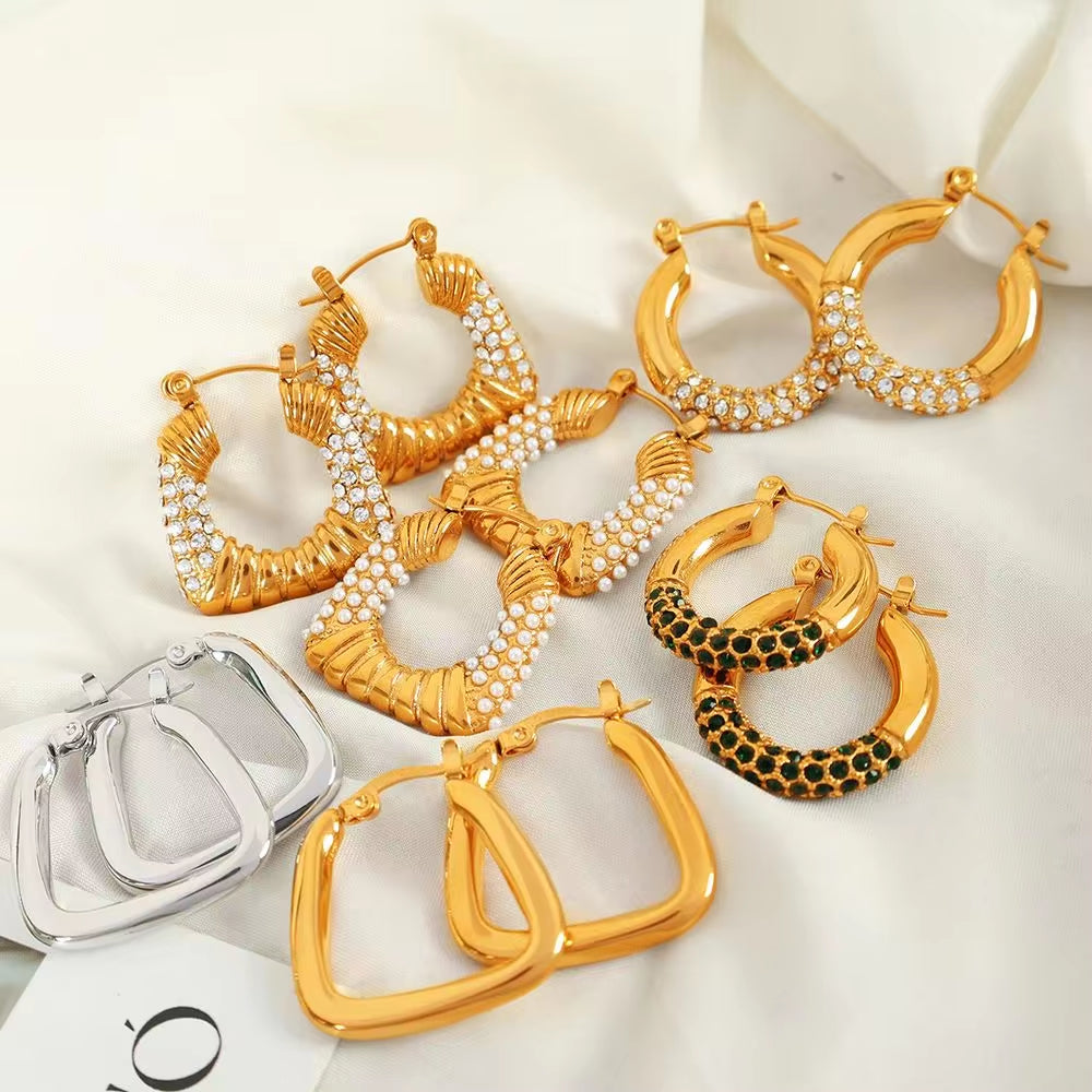 JEWELRY EH292-5 Factory Hot Sale 18K Gold Plated Geometric Zirconia Earrings Fashion Design Premium Earrings My Store