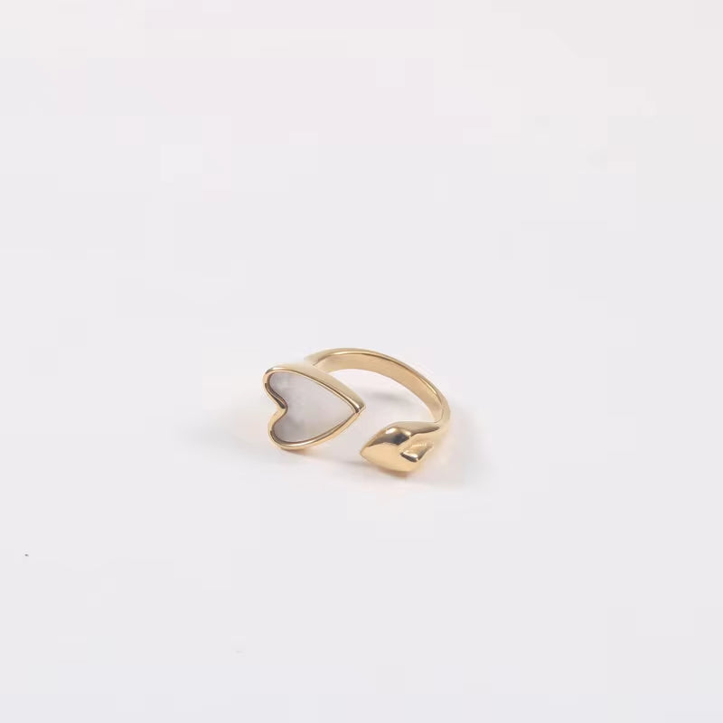 Wholesale 18K Gold Plated Stainless Steel Two Heart Shell Rings for Women My Store