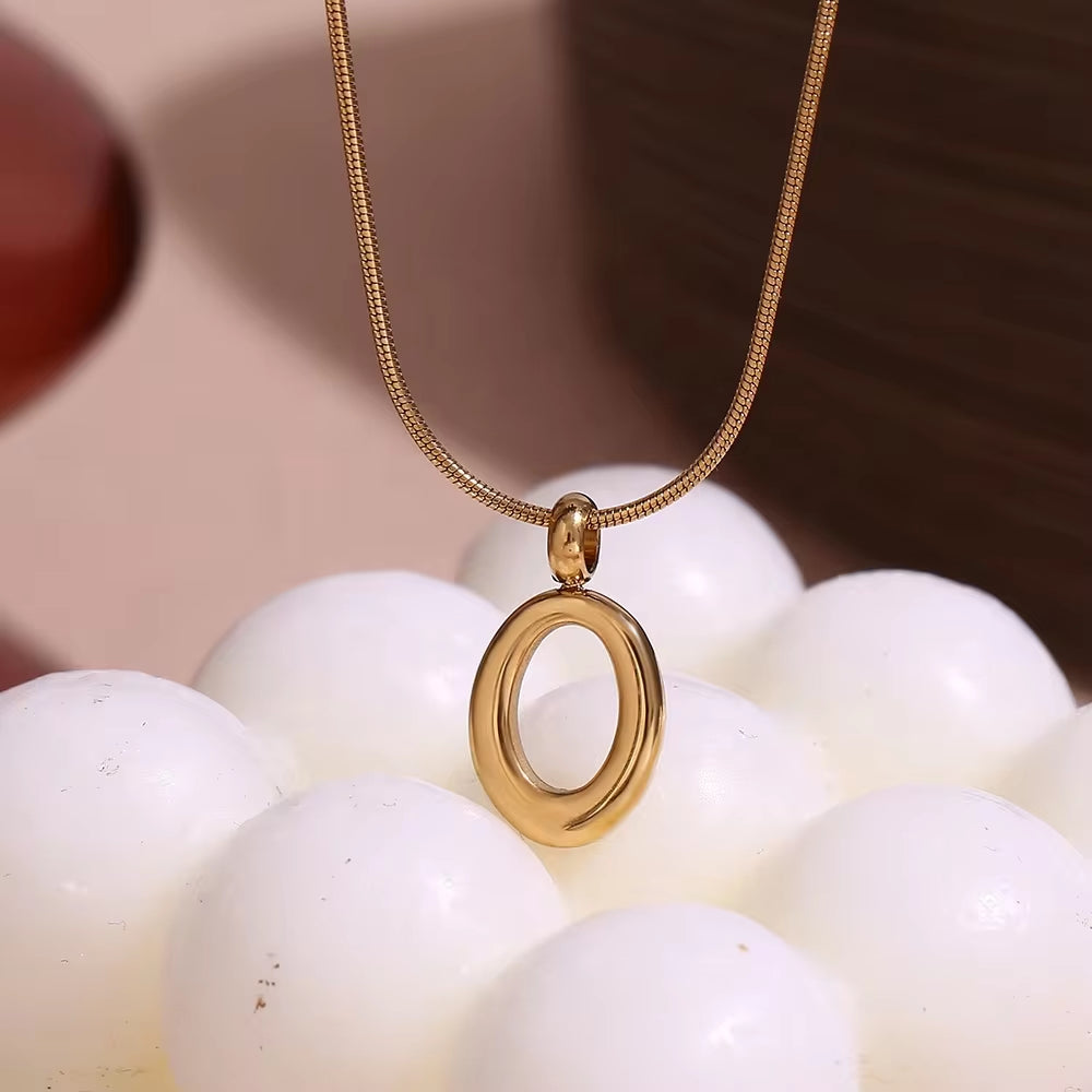 Minimalist Snake Chain O Shape Pendant Necklace Gold Plated Jewelry Stainless Steel Necklace My Store