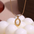 Minimalist Snake Chain O Shape Pendant Necklace Gold Plated Jewelry Stainless Steel Necklace My Store