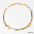 Stainless Steel Twist Chain Pearl Necklace OT Buckle Baroque Freshwater Pearl Twisted Chain Necklace Women My Store