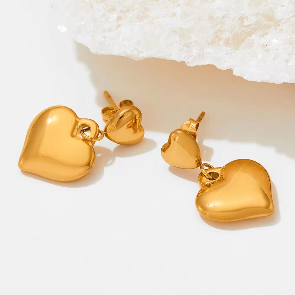 18K Gold Plated Chunky Heart Earring Tarnish Free Stainless Steel Earring Women Jewelry My Store
