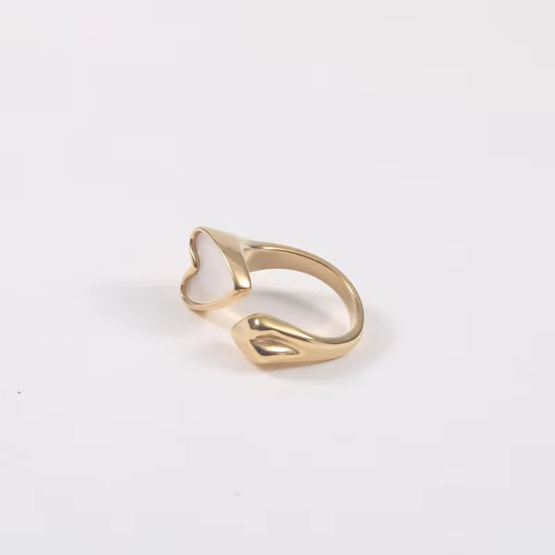 Wholesale 18K Gold Plated Stainless Steel Two Heart Shell Rings for Women My Store