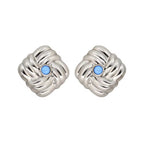 Classic Textured Geometric Stainless Steel Ear Stud Girl Women'S Golden Jewelry Square Knot Earrings Wholesale My Store