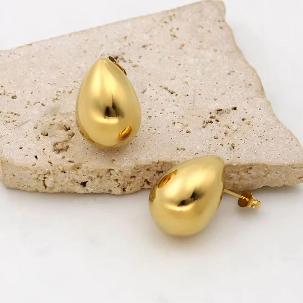 Polished 18K Golden Hollow Water Drop Stainless Steel Jewelry Set Elegant Women'S Fashion Jewelry Waterproof My Store