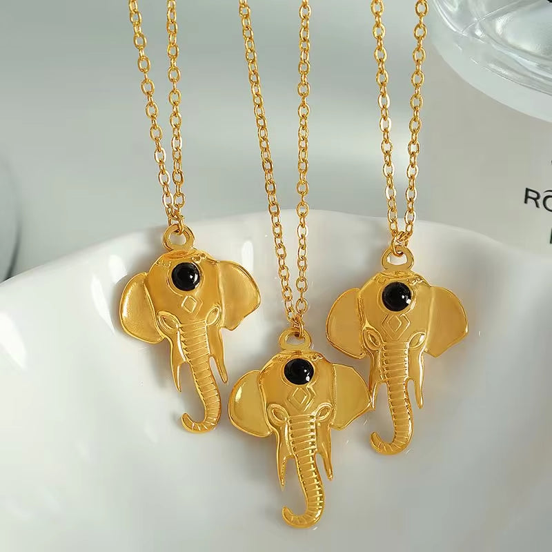 JEWELRY XL60 Trendy Elephant Pendant Collarbone Chain Fashion Modern Feeling Plated 18K Gold Necklace My Store