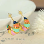 JEWELRY EH110 French Enamel Glaze Fashion C-Shaped Earrings Senior Light Sense of Luxury Color Clash Gentle Earrings My Store