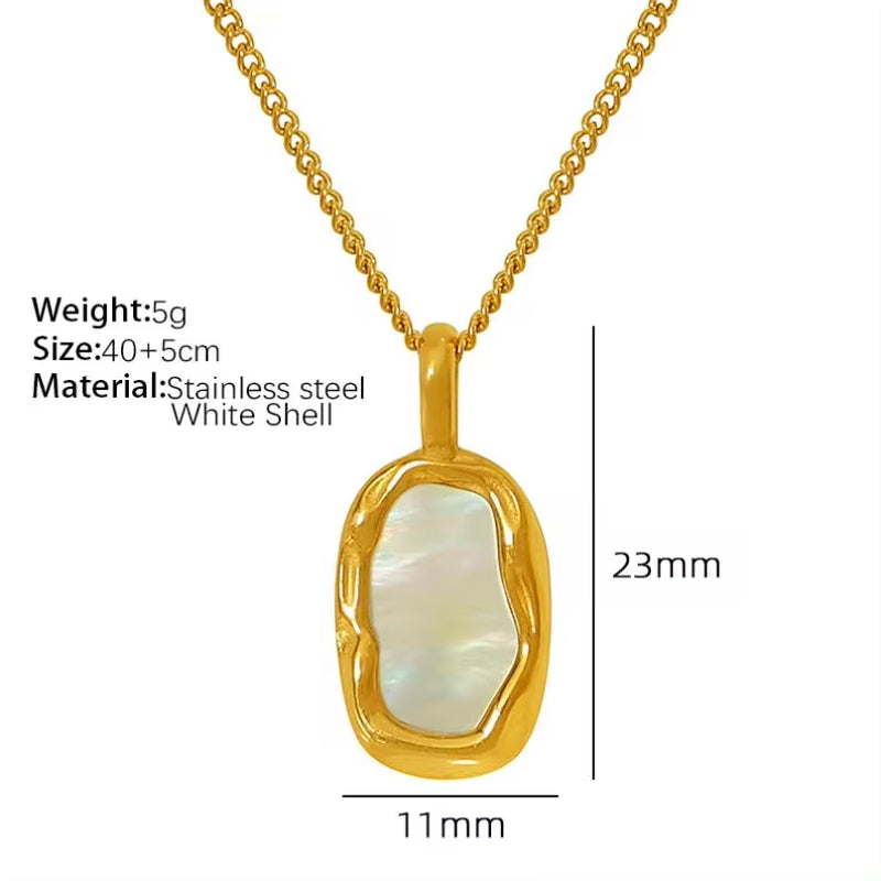 JEWELRY XL62 2024 Irregular Mother of Pearl Necklace Stainless Steel 18K Gold Plated Fashion Necklace My Store