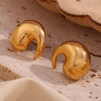 Winding Water Wave Stud Earrings for Women Gold Plated Earrings 316L Stainless Steel Jewelry My Store