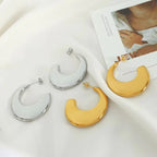 JEWELRY EH183 18K Gold Plated Oval Geometric Earrings Fashionable Temperament Women'S C-Shaped Earrings My Store