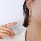 Designer Custom French Bohemian Fashion Jewelry 18K Gold Plated Stainless Steel Paper Clip Ball Studs Earrings My Store