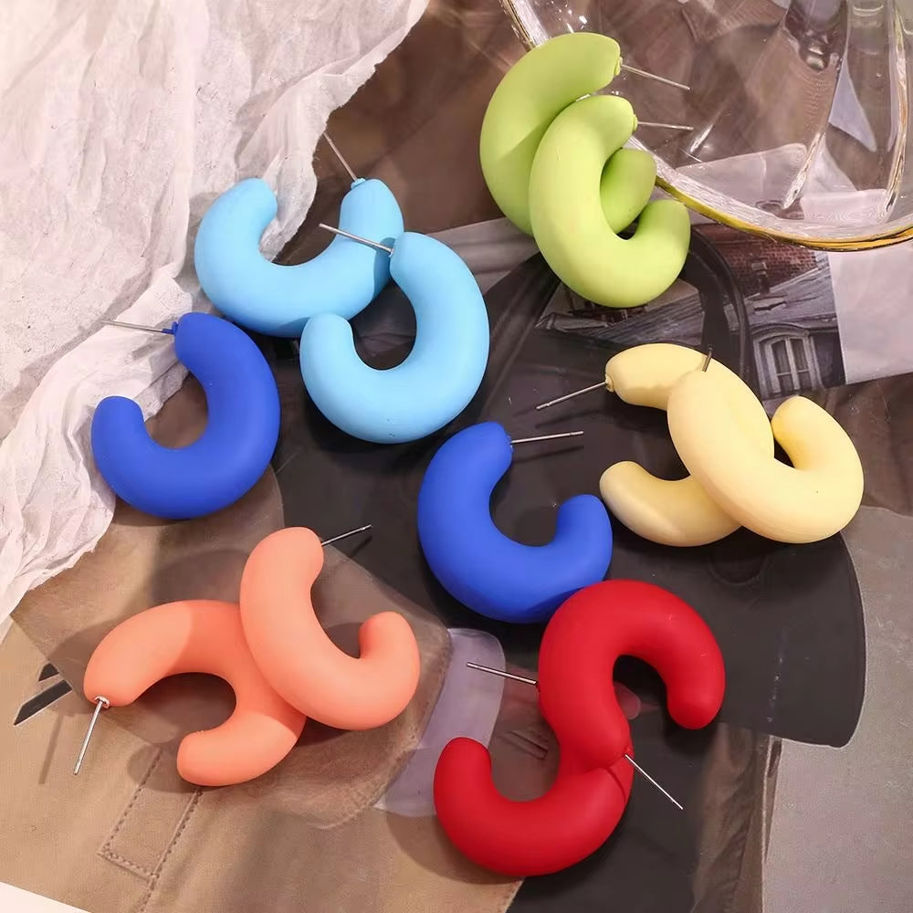 Colorful ABS Resin Spring Jewelry Enamel Hoop Earrings Stainless Steel Jewelry Gifts for Women My Store