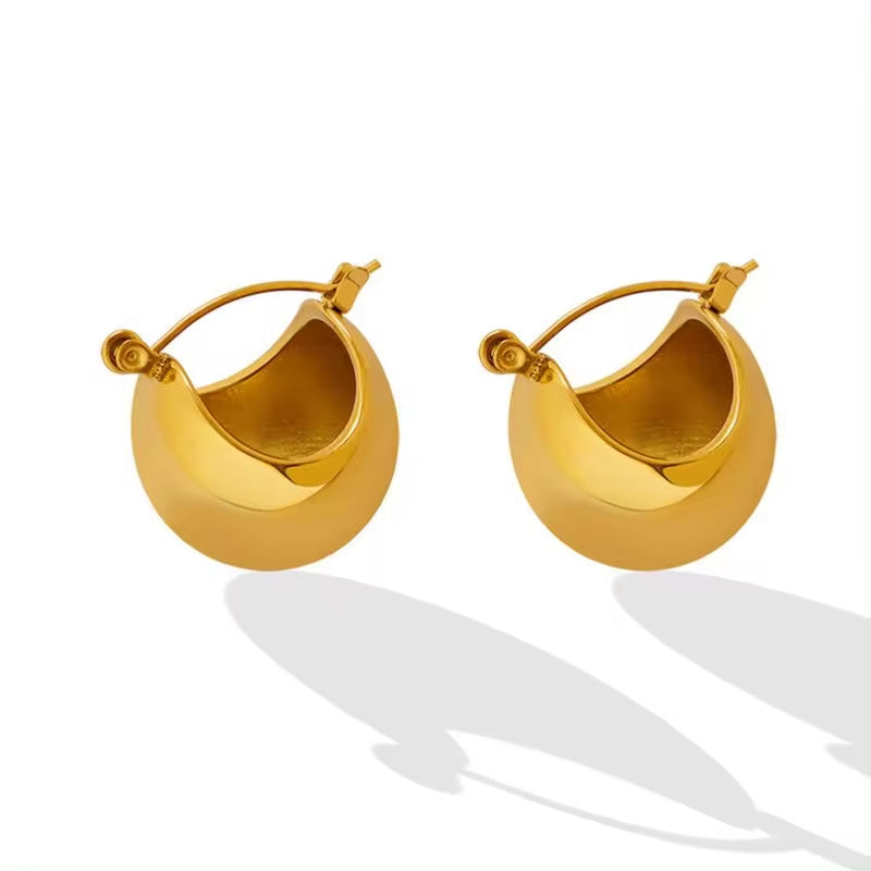 Special Design Fashion Jewelry 18K Gold Plated Stainless Steel Geometric Shape round Hoop Earrings My Store