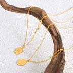 Geometric Oval GOOD LUCK Engraved Letter Pendant Necklace Gold 18K Stainless Steel Chain Necklace Women Jewelry My Store