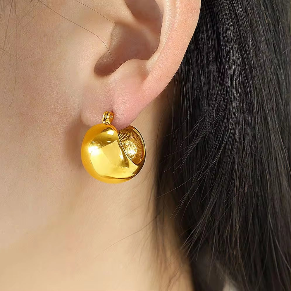 JEWELRY EH236 Customize Stainless Steel Gold Plated 18K U Shaped Drop Earrings Glossy round Ball Earrings for Women My Store