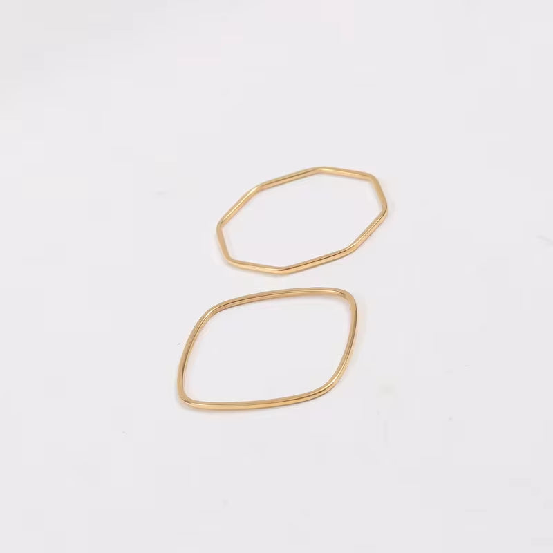 316L Stainless Steel Ins Minimalist Rings Simple PVD Gold Plated Retangular Square Oval Ring My Store