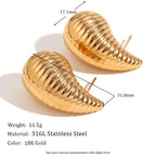 Spring Fashion Medium Hollow Water Drop Stud Earrings 18K Gold Plated Stainless Steel Jewelry Gift for Women My Store