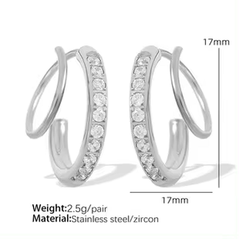 JEWELRY EH242-3 Hot Sale Earring Clasp Exaggerated Earrings Metal Plating Colour Preservation Earrings Set Zirconia My Store