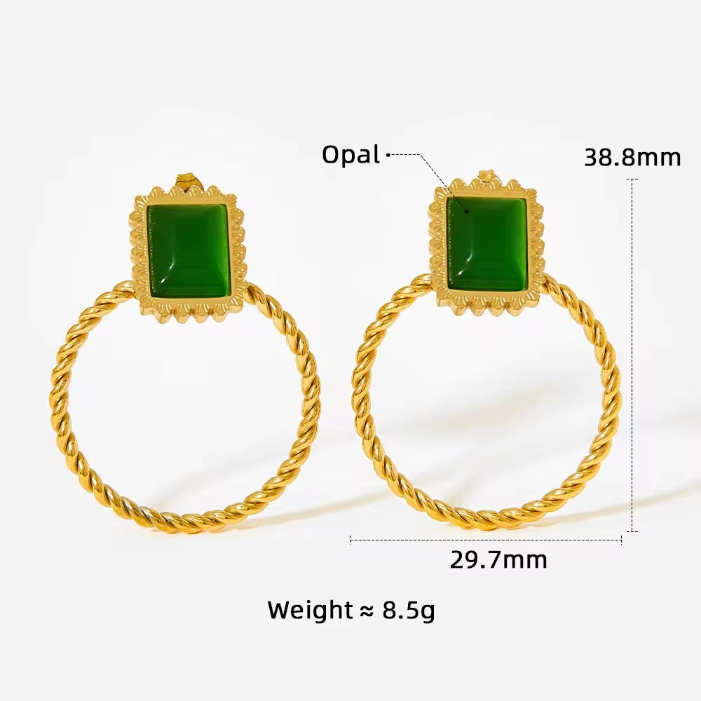New Retro Exaggerated Elegant Big Statement Sexy Accessories Women Gold Plated Opal Screw Back Stud Earrings My Store