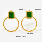 New Retro Exaggerated Elegant Big Statement Sexy Accessories Women Gold Plated Opal Screw Back Stud Earrings My Store