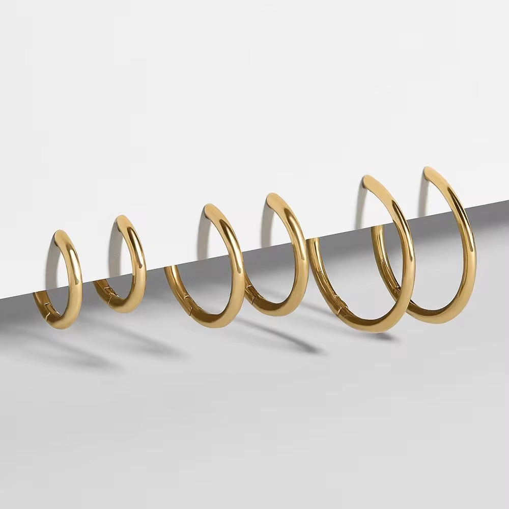 Stainless Steel Gold Plated Large Medium Small Size Hoop Earrings for Women My Store