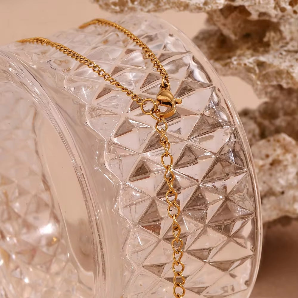 Shining Zircon Enamel Charm Necklace Gold Plated Jewelry Water Drop Choker Necklace Stainless Steel Necklace My Store