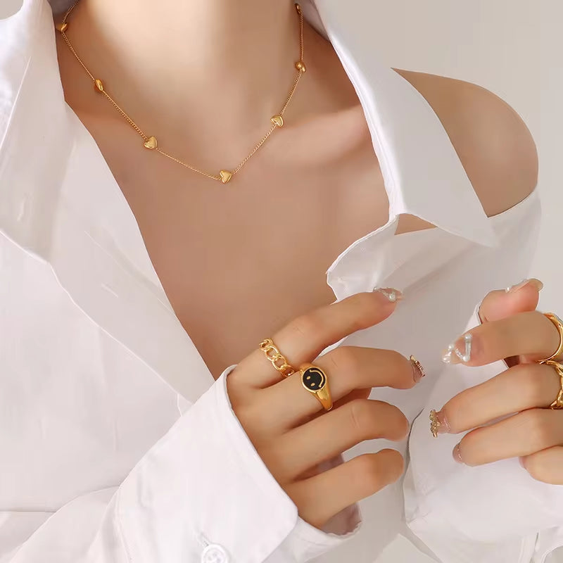 Waterproof&Tarnish Free Jewelry 316L Stainless Steel Heart Charms Curb Chain Necklace My Store