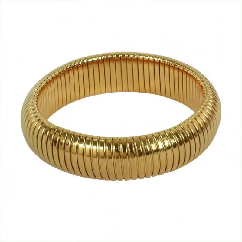 JEWELRY SZ02 New Stretch Circle Bangles Stainless Steel 18K Gold Plated Fashion Bangles My Store