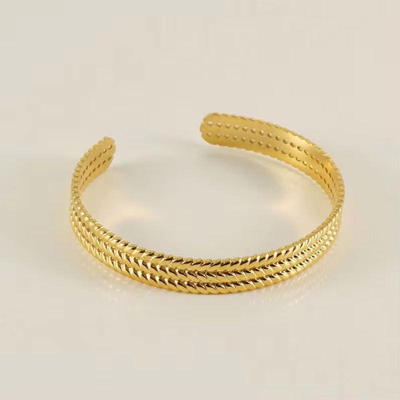 Custom Waterproof Jewelry Stainless Steel Cuban Chain 18K Gold Plated Bracelet for Women Ladies Bracelet Sets My Store