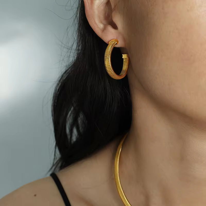 JEWELRY XL34-SZ08-EH34 Fashion Threaded Wide Face Retro Bracelet Stacking Personalized Metal Snake Necklace Earrings My Store