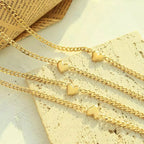 Trendy 18K Gold Plated Stainless Steel Jewelry Figaro Chain Link Cute Love Heart Necklace for Women My Store