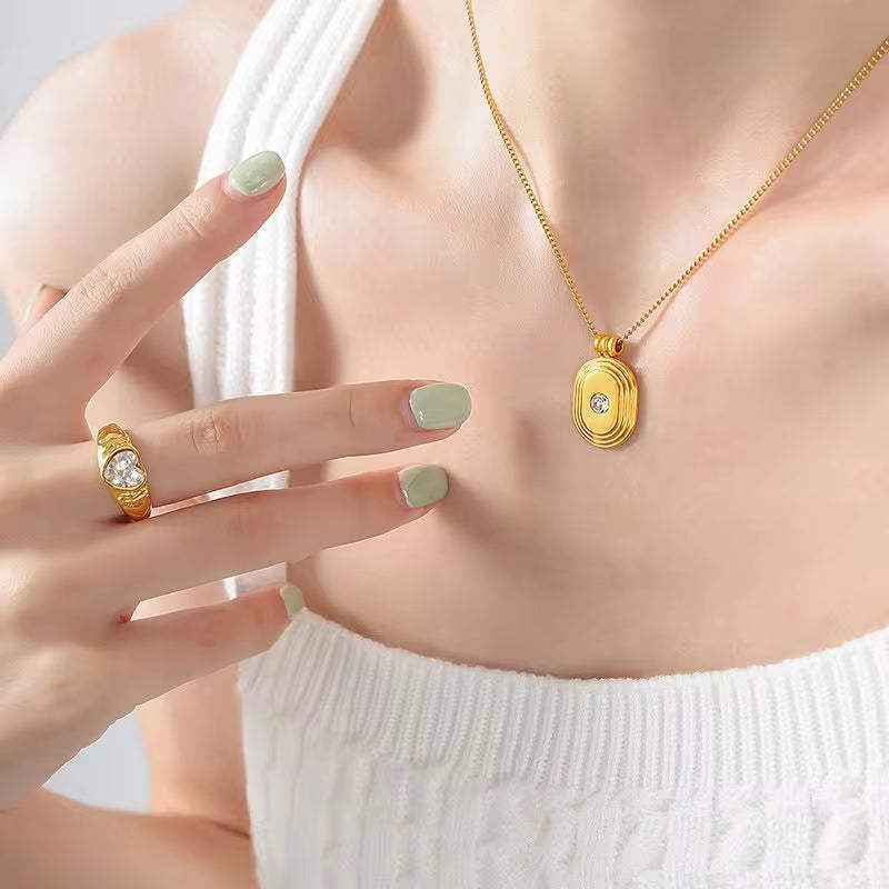 Non Tarnish Stainless Steel Jewelry Wholesale Zircon Pendant Link Chain Necklace My Store